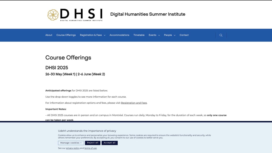 Digital Humanities Summer Institute Courses