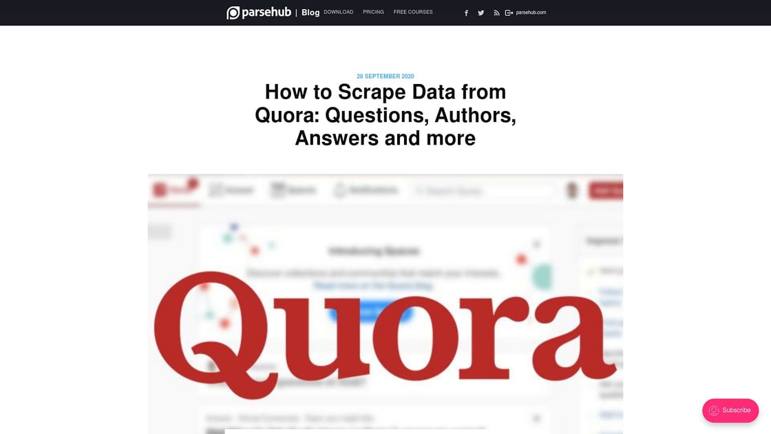 Options d'extraction pour Quora