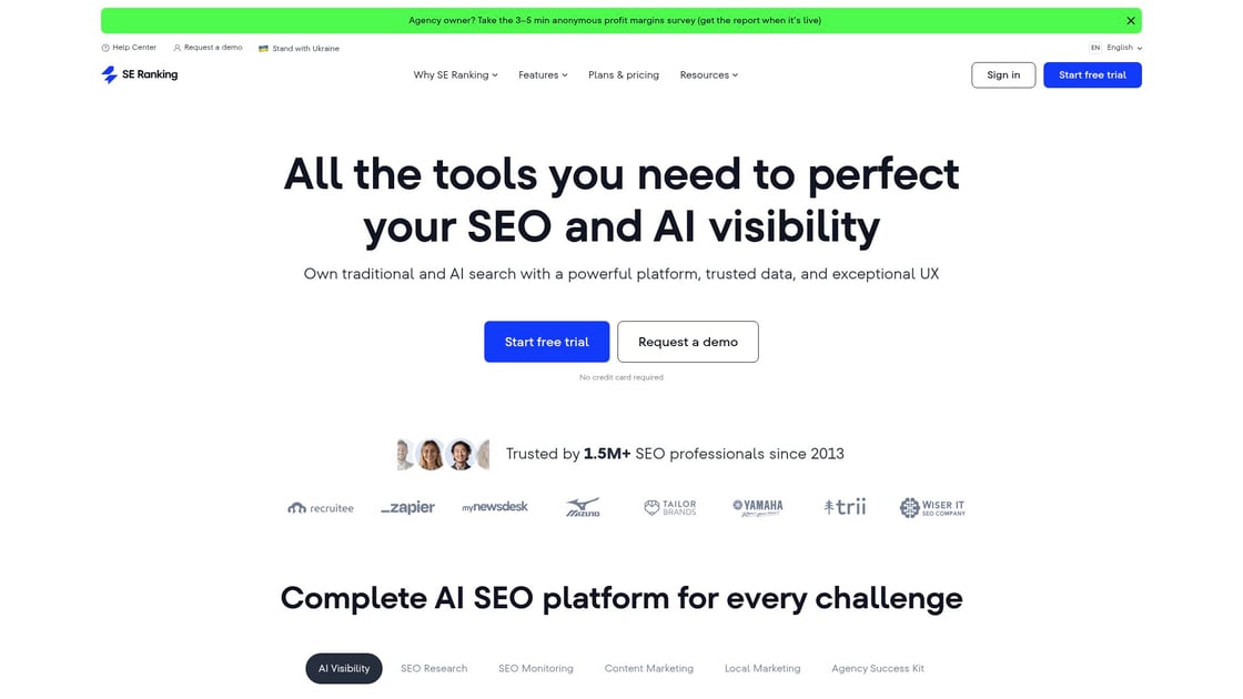 SE Ranking platform interface