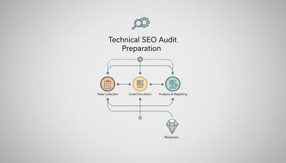 Diagram showing technical SEO audit preparation workflow
