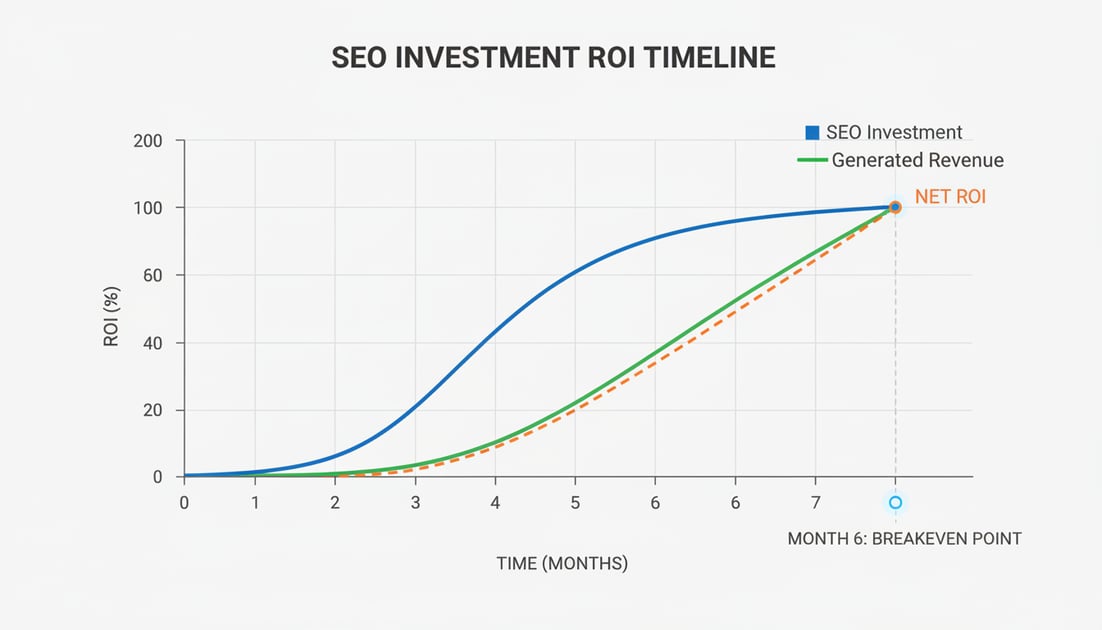 Graph showing SEO investment ROI timeline