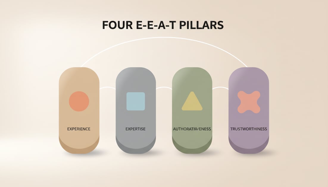 Illustration showing four E-E-A-T pillars
