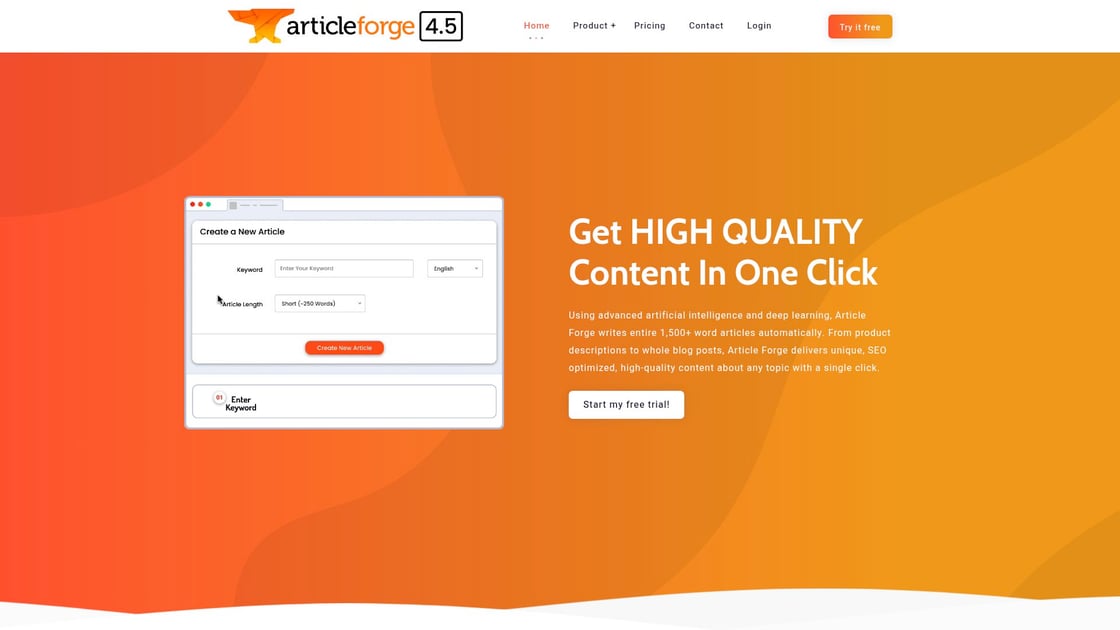 Article Forge platform