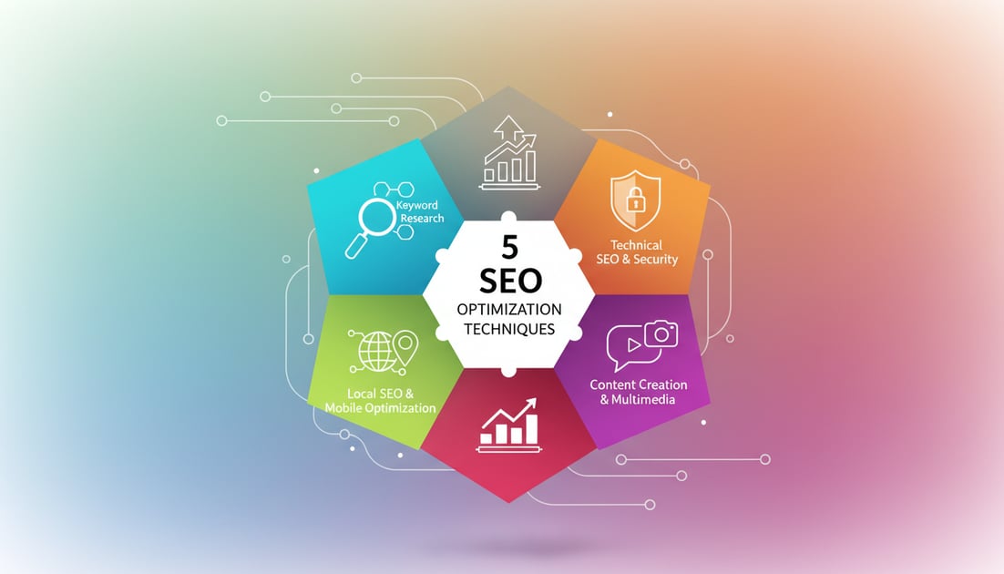 Infographic showing five SEO optimization techniques