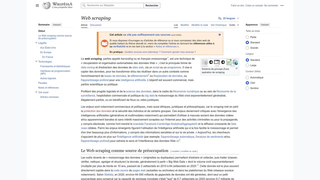 Illustration montrant le processus d'extraction automatisée de données web