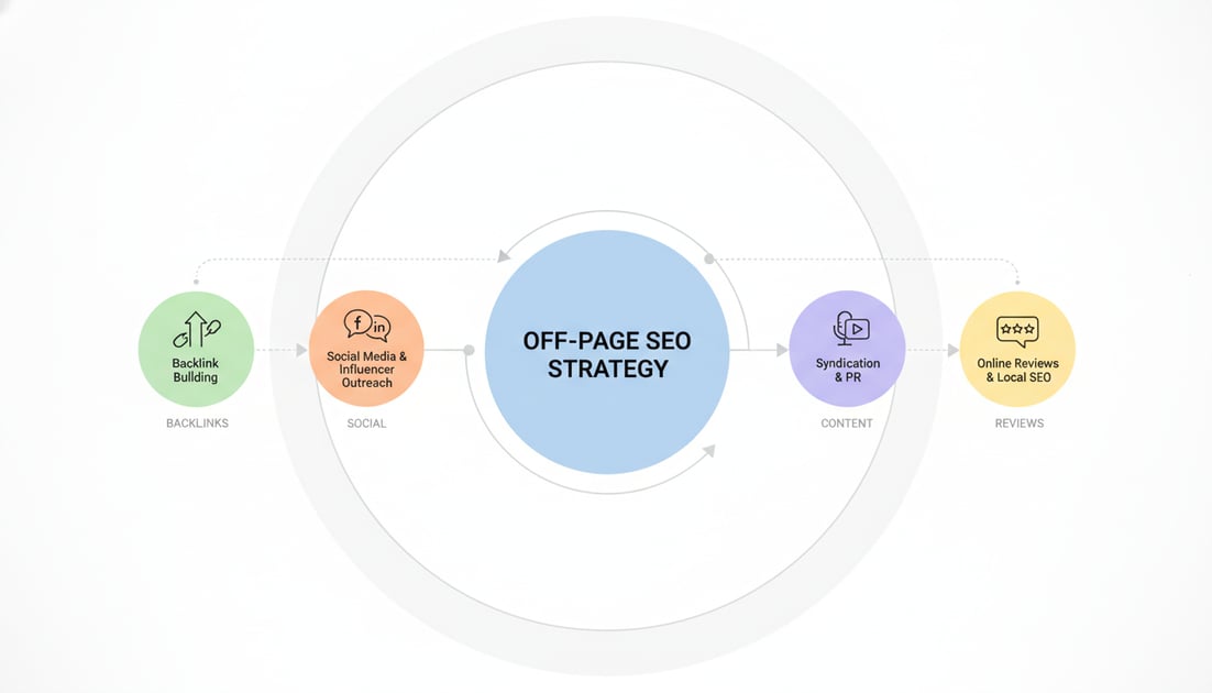 Diagram showing off-page SEO strategy framework