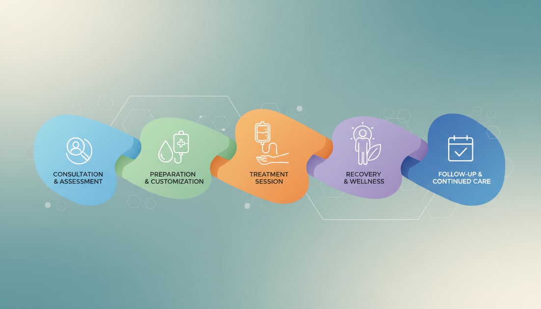 Diagram showing IV therapy patient journey steps
