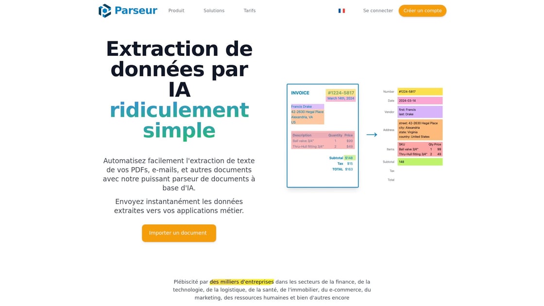 Outil d'extraction de données Parseur