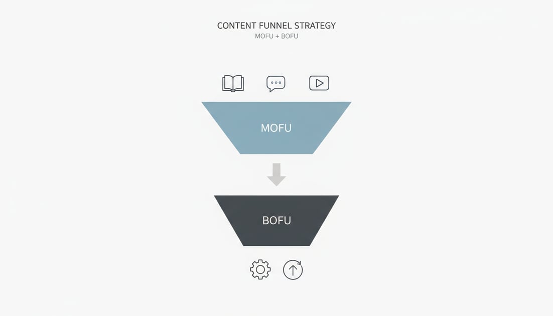 Diagram showing content funnel MOFU BOFU strategy