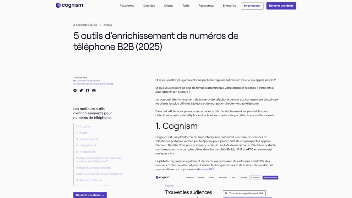 Outils d'enrichissement de numéros de téléphone B2B