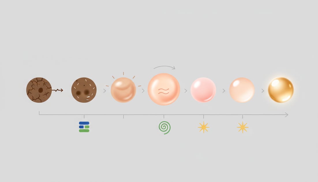 Infographic showing skin transformation stages timeline