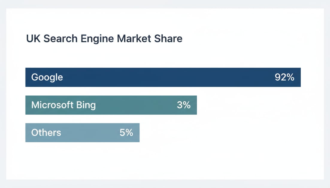 Chart showing UK search engine market share distribution