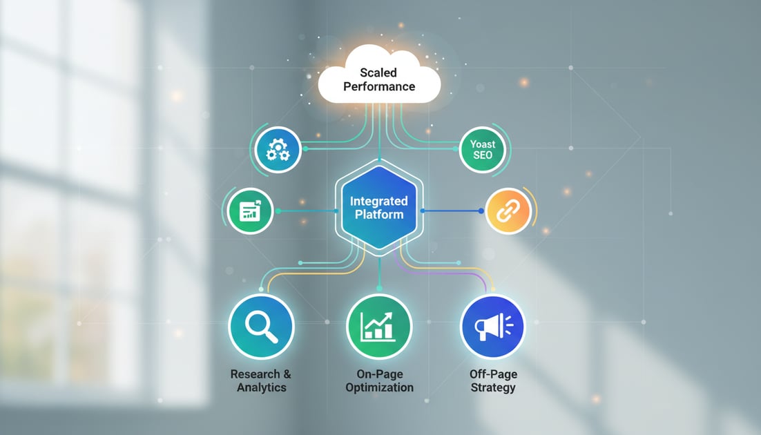 Diagram showing SEO tool stack scaling framework
