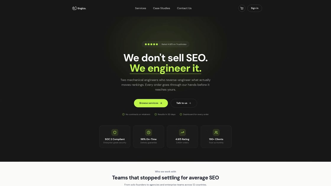 SEO Engico white label dashboard