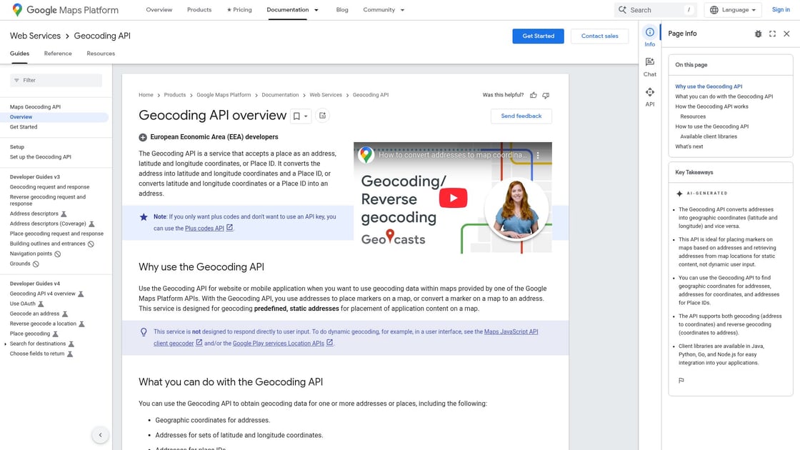 Google Maps API Documentation