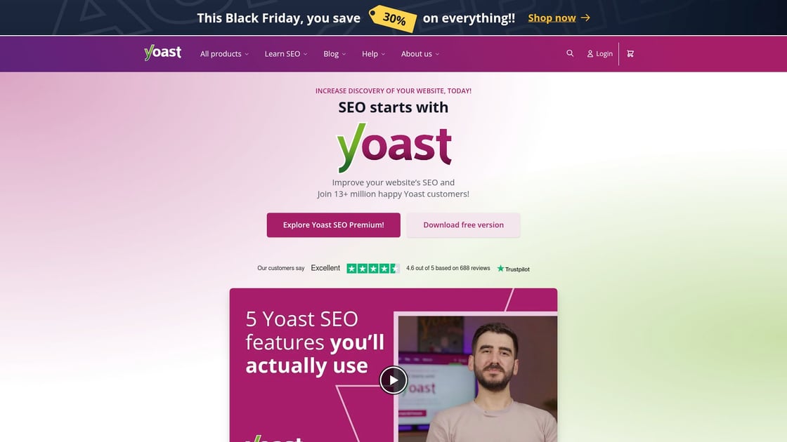 Yoast SEO dashboard showing content optimization features