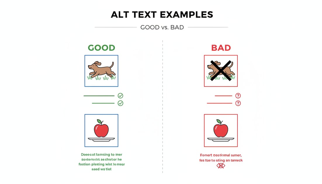 Diagram showing good vs bad alt text examples