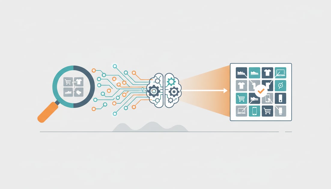 Illustration showing AI transforming ecommerce search