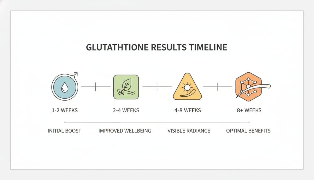 Infographic showing glutathione results timeline