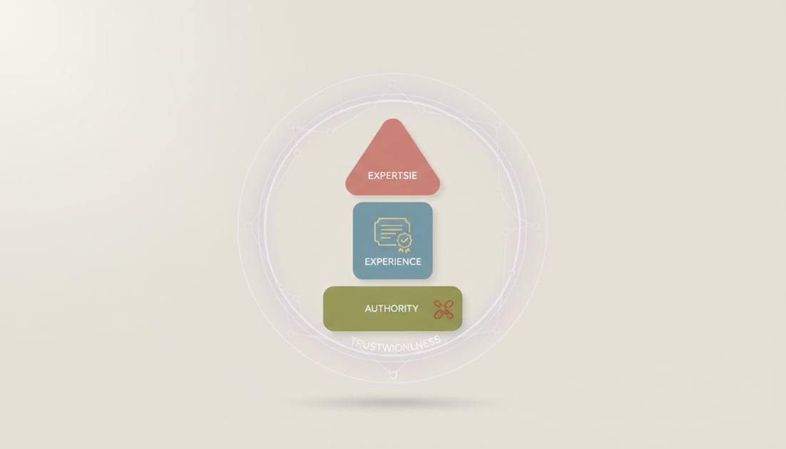 Diagram showing E-E-A-T content pillars