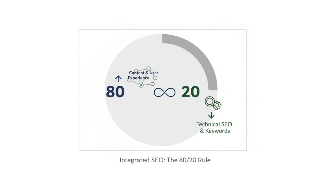 Diagram showing 80/20 rule integrated SEO