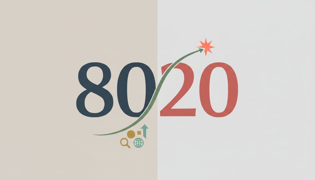 Diagram showing 80/20 Pareto principle SEO