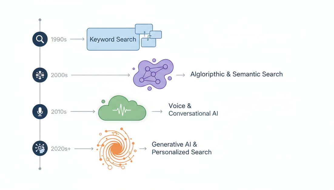 Diagram showing search evolution timeline