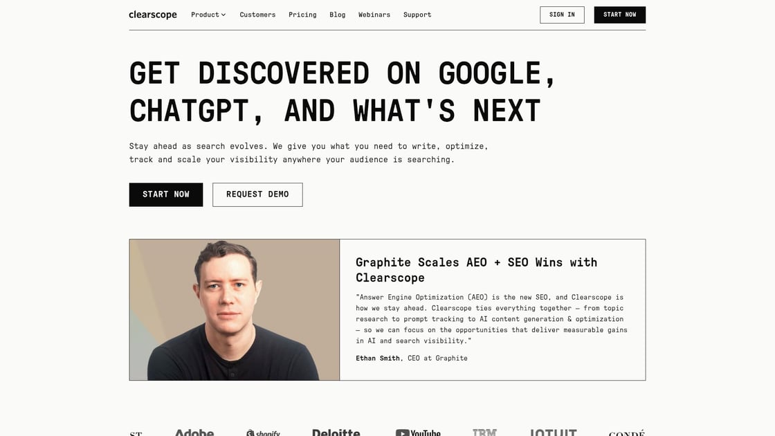 Clearscope SEO content optimization platform interface