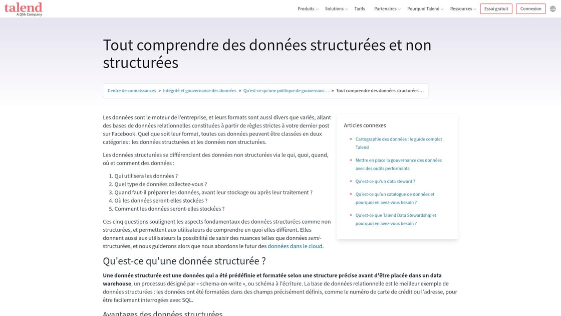Différence entre données structurées et non structurées