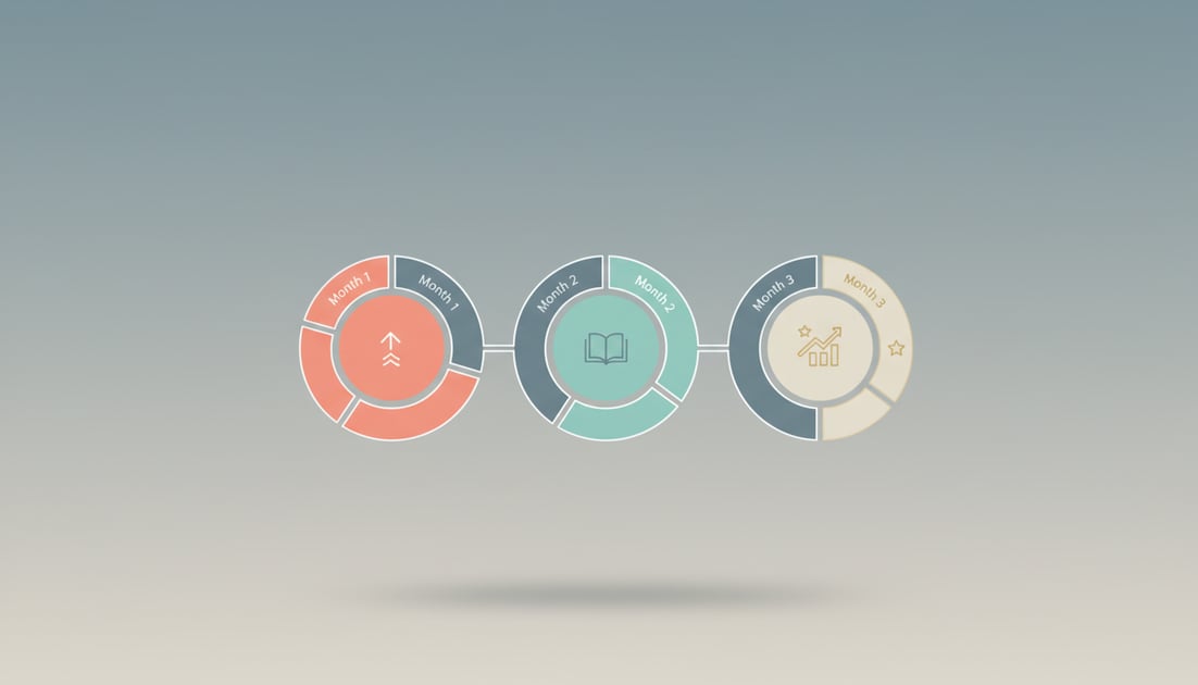 Diagram showing 90 day onboarding timeline