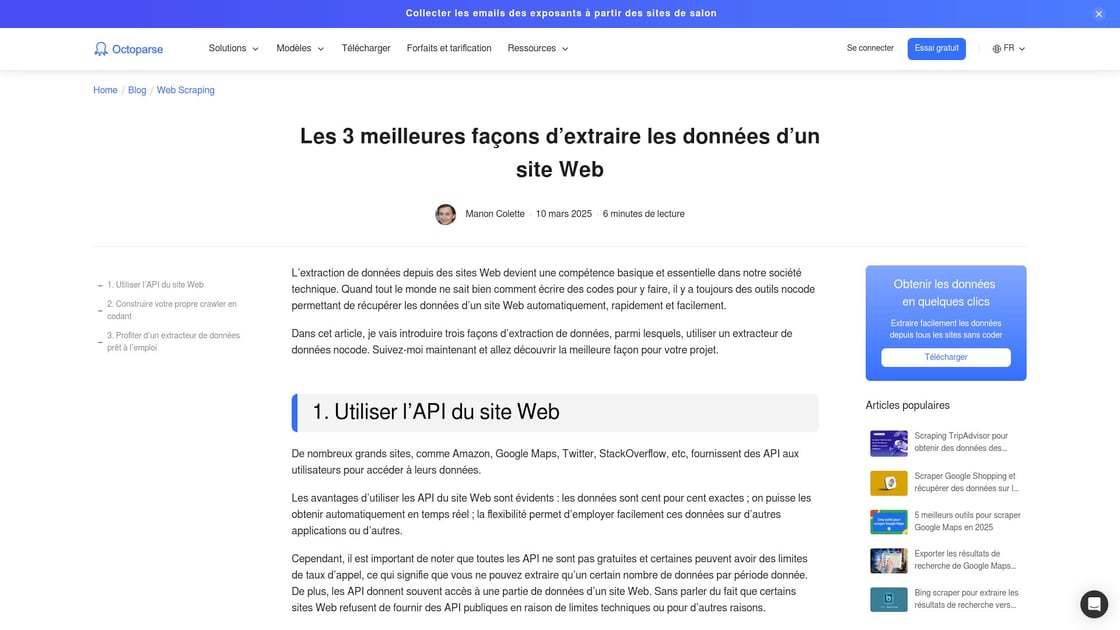 Extraction de données d'un site web
