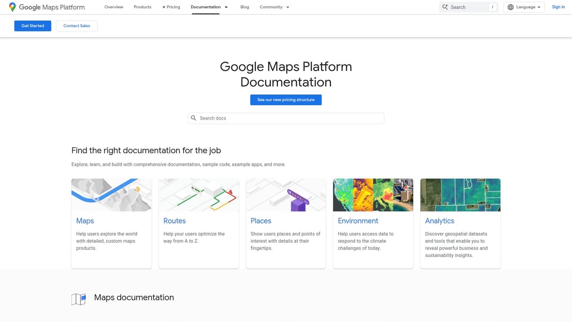 API Google Maps documentation