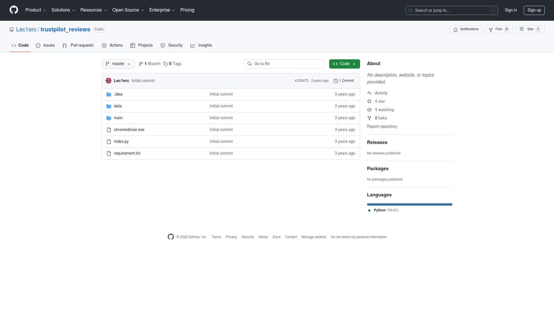 Extraction GitHub Trustpilot