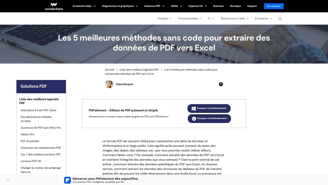 Extraire des données PDF vers Excel