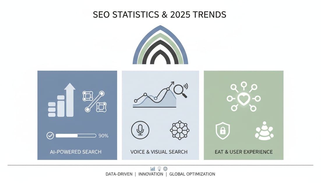 Infographic showing SEO statistics 2025 trends