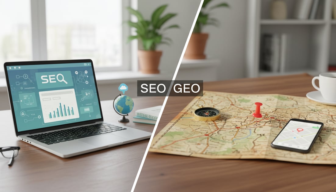 Diagram showing SEO vs GEO comparison