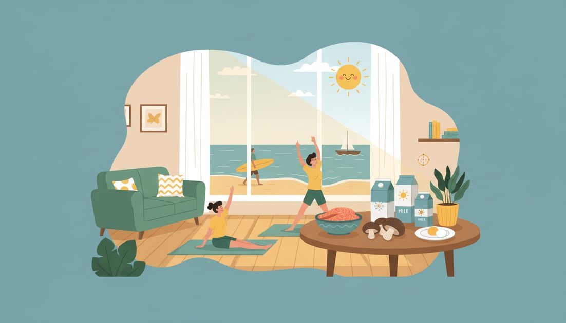 Infographic showing vitamin D sources lifestyle