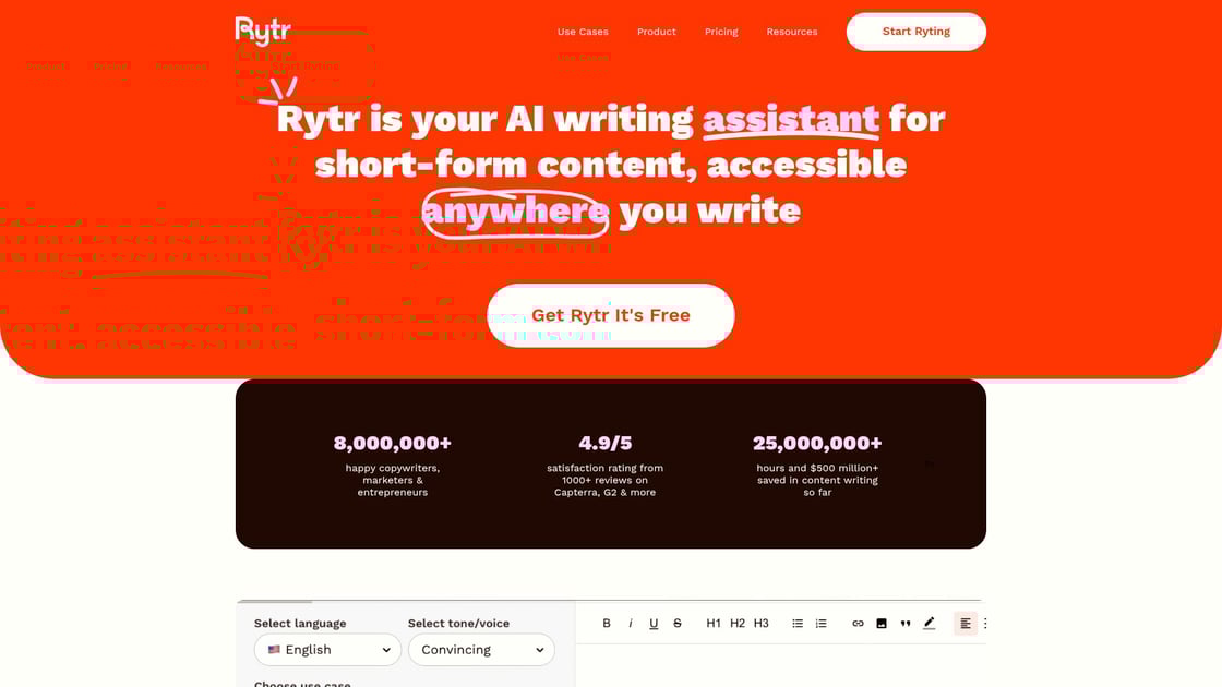 Rytr AI platform