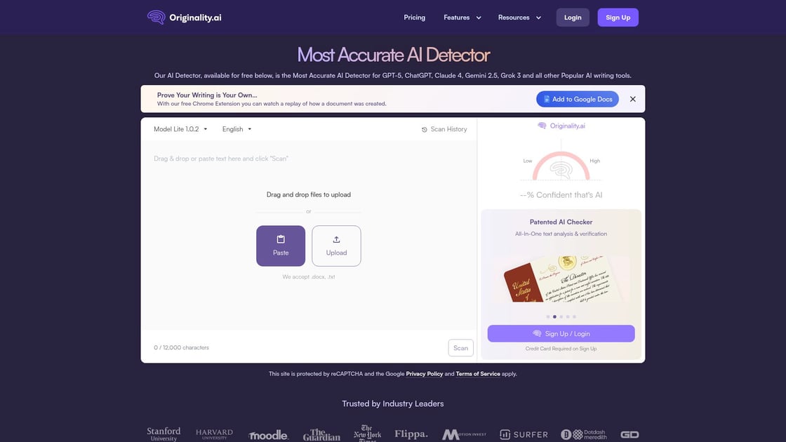 Originality.ai platform interface