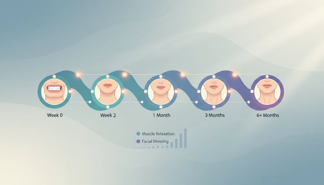 Infographic showing masseter botox results timeline