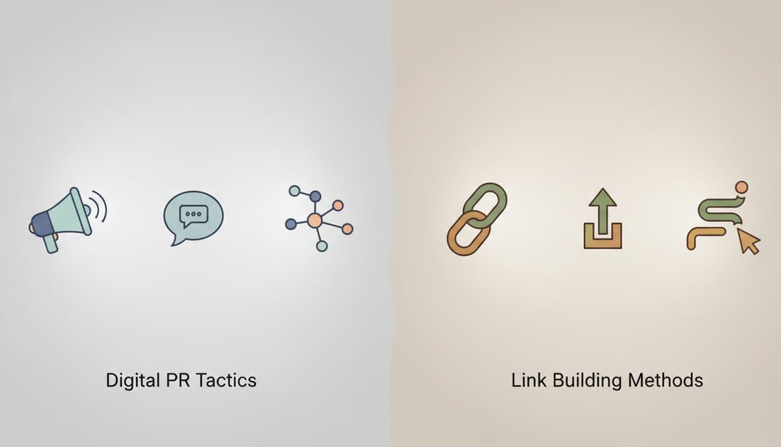 Diagram showing digital PR tactics vs link building methods
