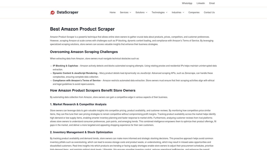 DataScraper Amazon Product Scraper interface