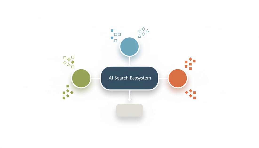 Diagram showing AI search ecosystem platforms