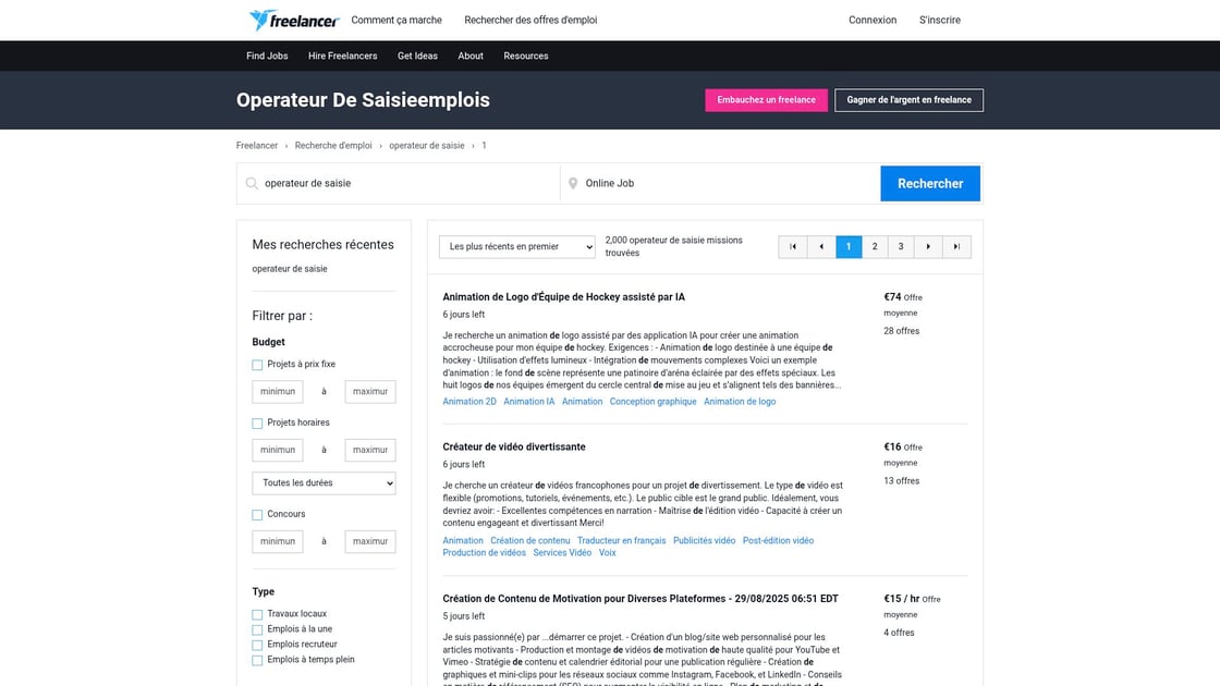 Operateurs de saisie freelance