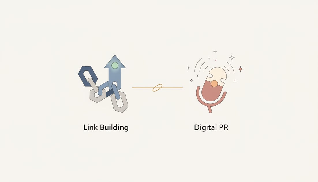 Diagram showing link building vs digital PR goals