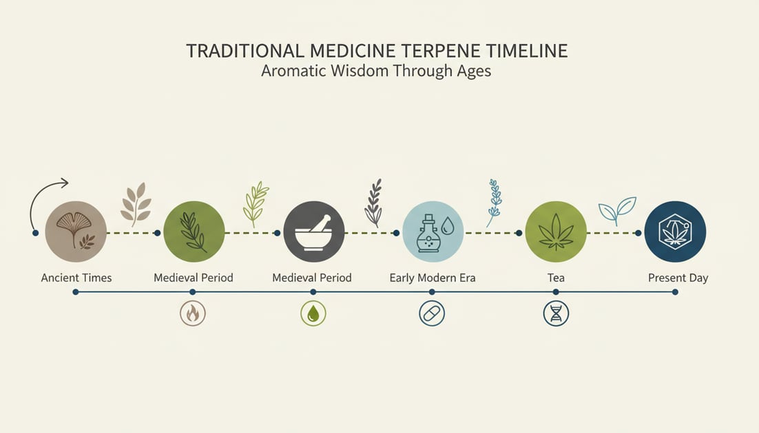 Infographic showing traditional medicine terpene timeline