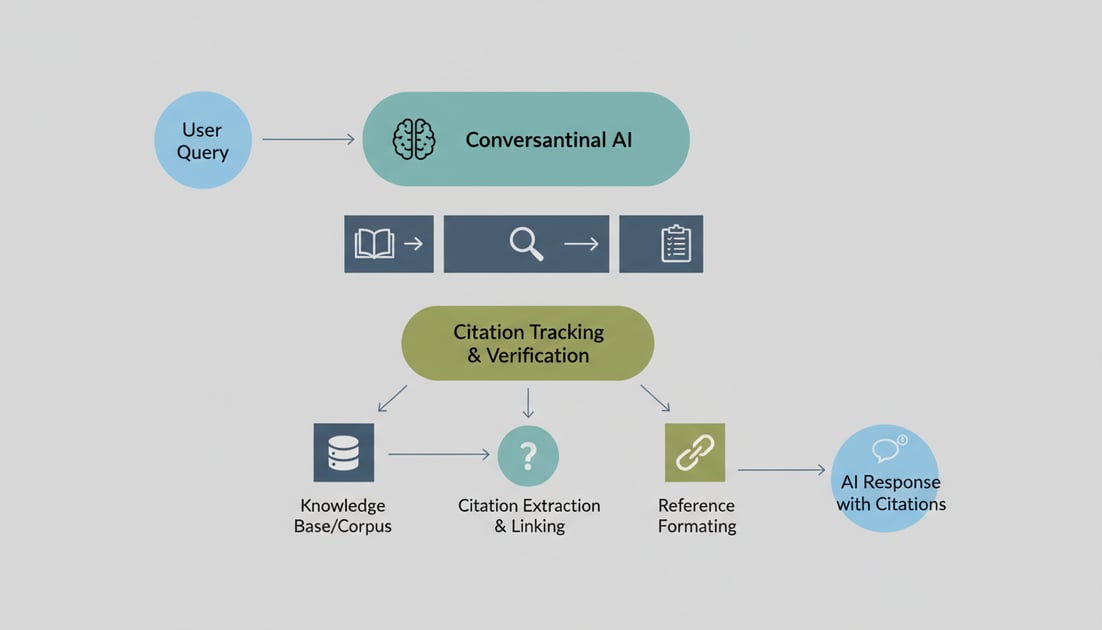 Diagram showing conversational AI citation tracking workflow