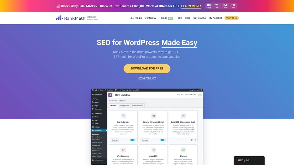 Rank Math interface displaying advanced SEO controls