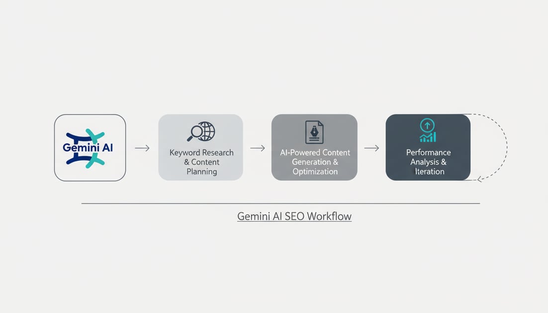 Diagram showing Gemini AI SEO workflow steps