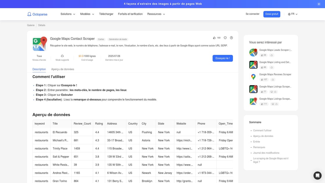 Octoparse - Puissance d'extraction pour utilisateurs avancés interface